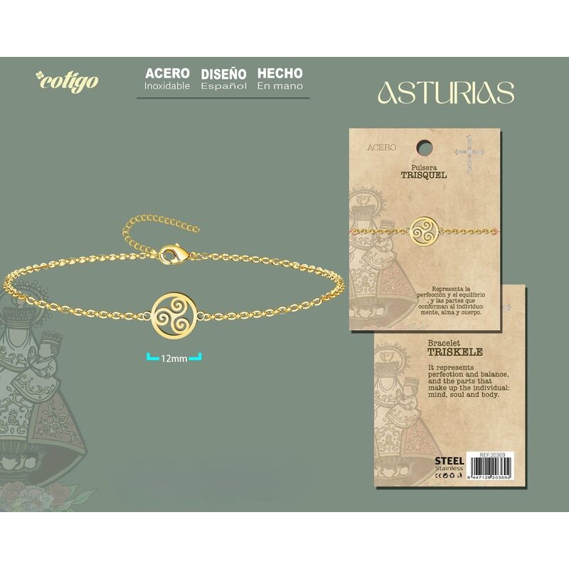 Pulsera Trisquel Acero Dorado - Coleccion Provincias